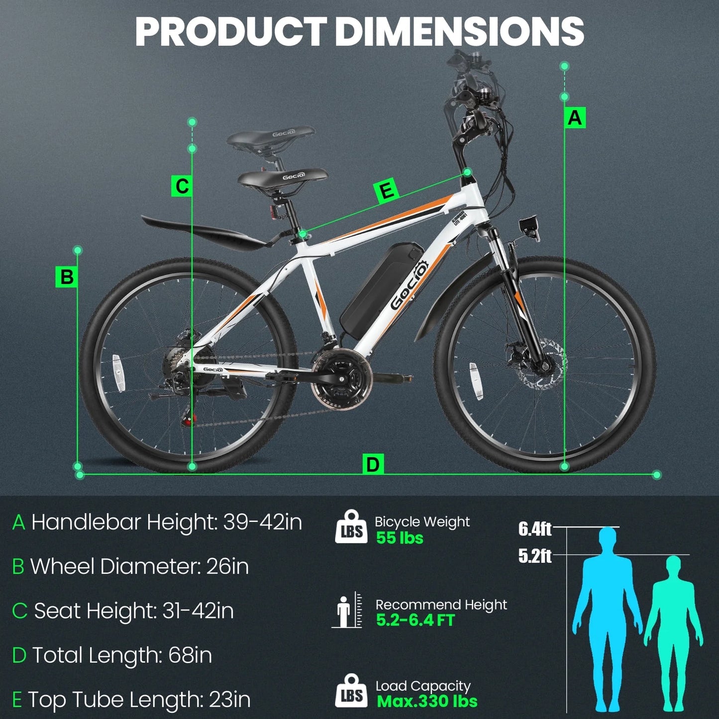 500W Electric Bike 26" Electric Bicycle for Adults Max 19.8Mph Cruise Control System Ebike, Mountain Bike with Removable 48V 375Wh Lithium-Ion Battery, 21 Speed for Man Woman UL2849 Certified