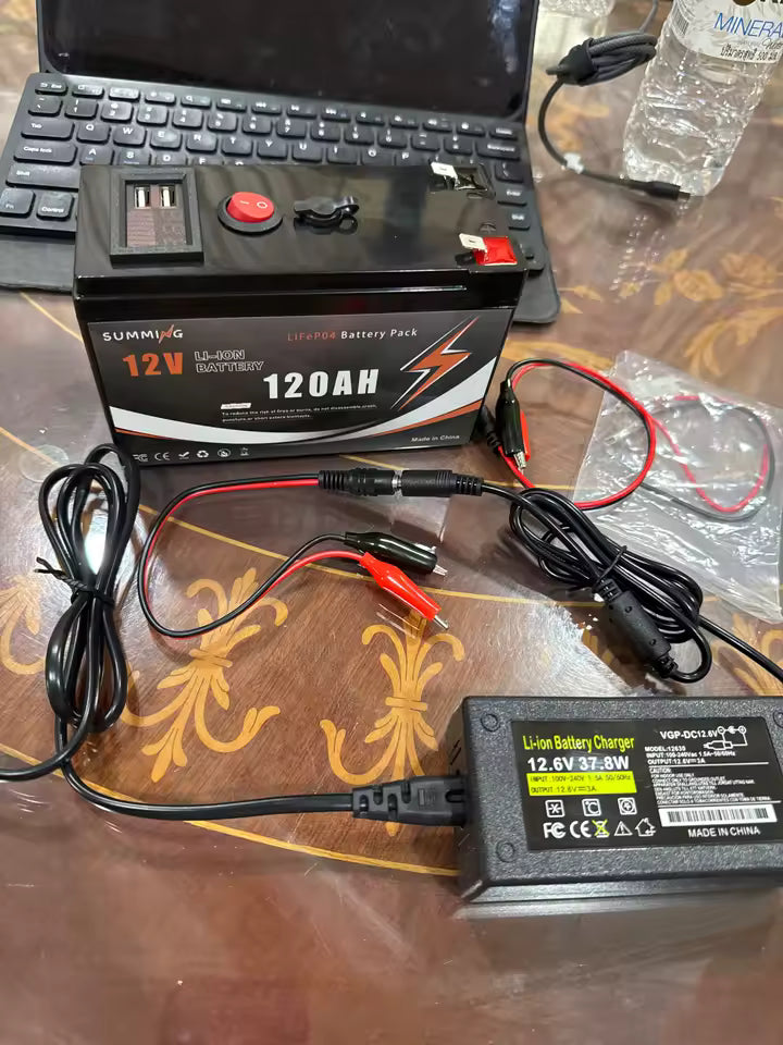 Batería LiFePO4 12V con BMS Integrado - Ciclo Profundo para Sistemas Solares, Camper y Más