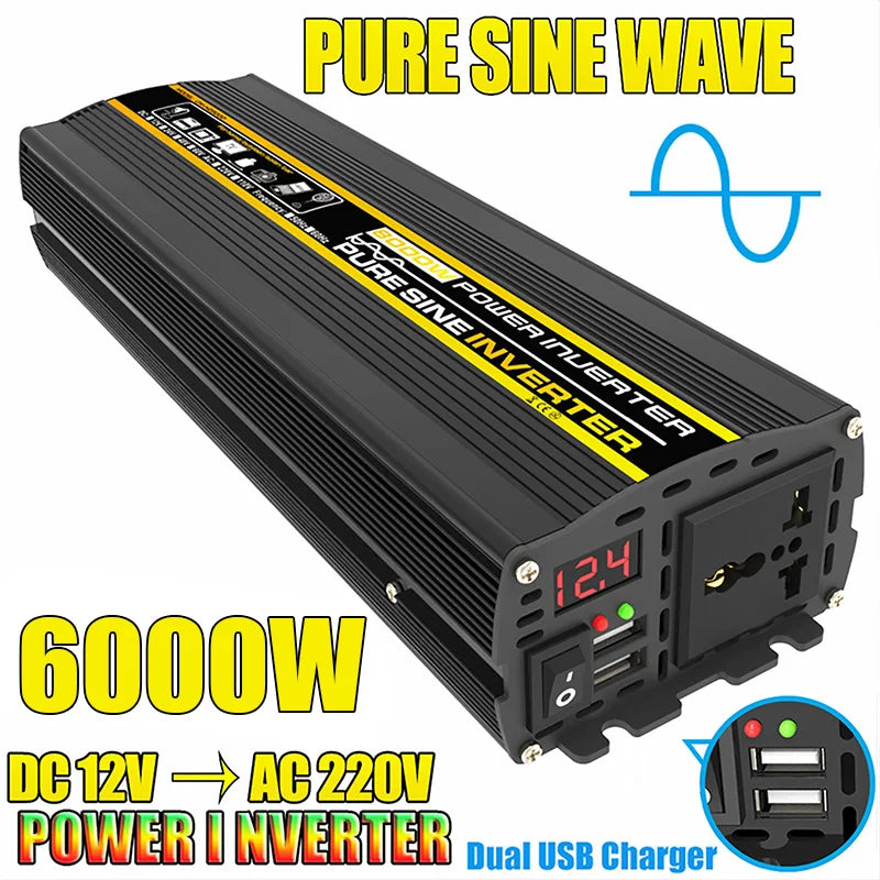 Inversor de Corriente Onda Sinusoidal Pura 12V a 220V - 3000W a 8000W Pico
