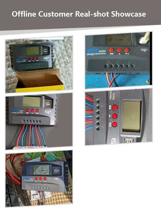 Controlador de Carga Solar MPPT con LCD - 12V/24V Automático Multi-Batería