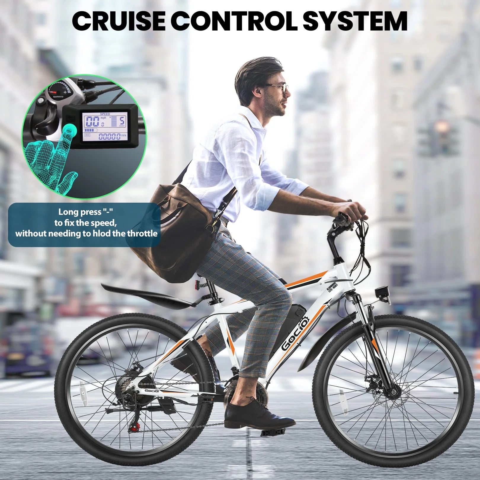 500W Electric Bike 26" Electric Bicycle for Adults Max 19.8Mph Cruise Control System Ebike, Mountain Bike with Removable 48V 375Wh Lithium-Ion Battery, 21 Speed for Man Woman UL2849 Certified