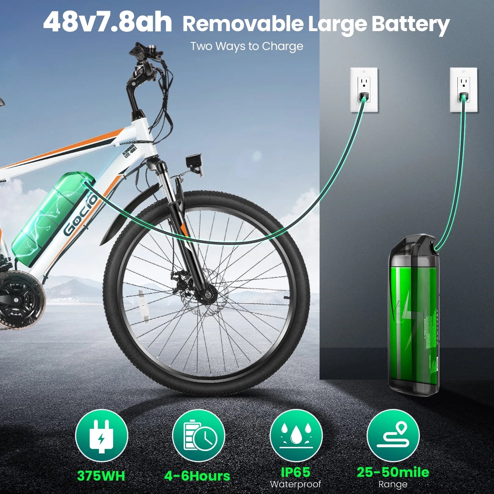 500W Electric Bike 26" Electric Bicycle for Adults Max 19.8Mph Cruise Control System Ebike, Mountain Bike with Removable 48V 375Wh Lithium-Ion Battery, 21 Speed for Man Woman UL2849 Certified