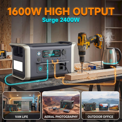 Estación de Energía Portátil 2000W LiFePO4 1024Wh - Generador Solar UPS