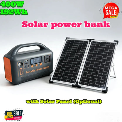 Estación de Energía Portátil 400W 192Wh LiFePO4 - Generador Solar Camping