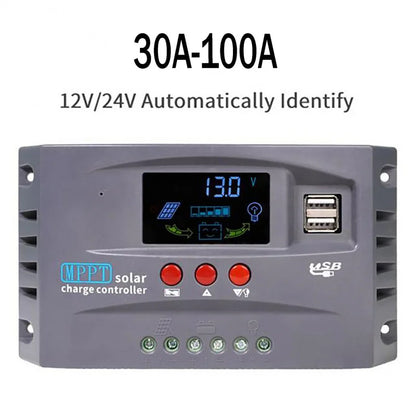 Controlador de Carga Solar MPPT con LCD - 12V/24V Automático Multi-Batería