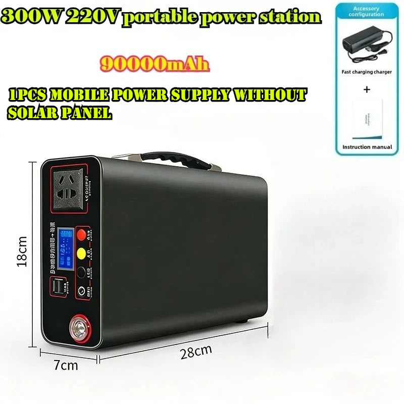 Estación de Energía Portátil 300W 333Wh LiFePO4 - Generador Solar Camping