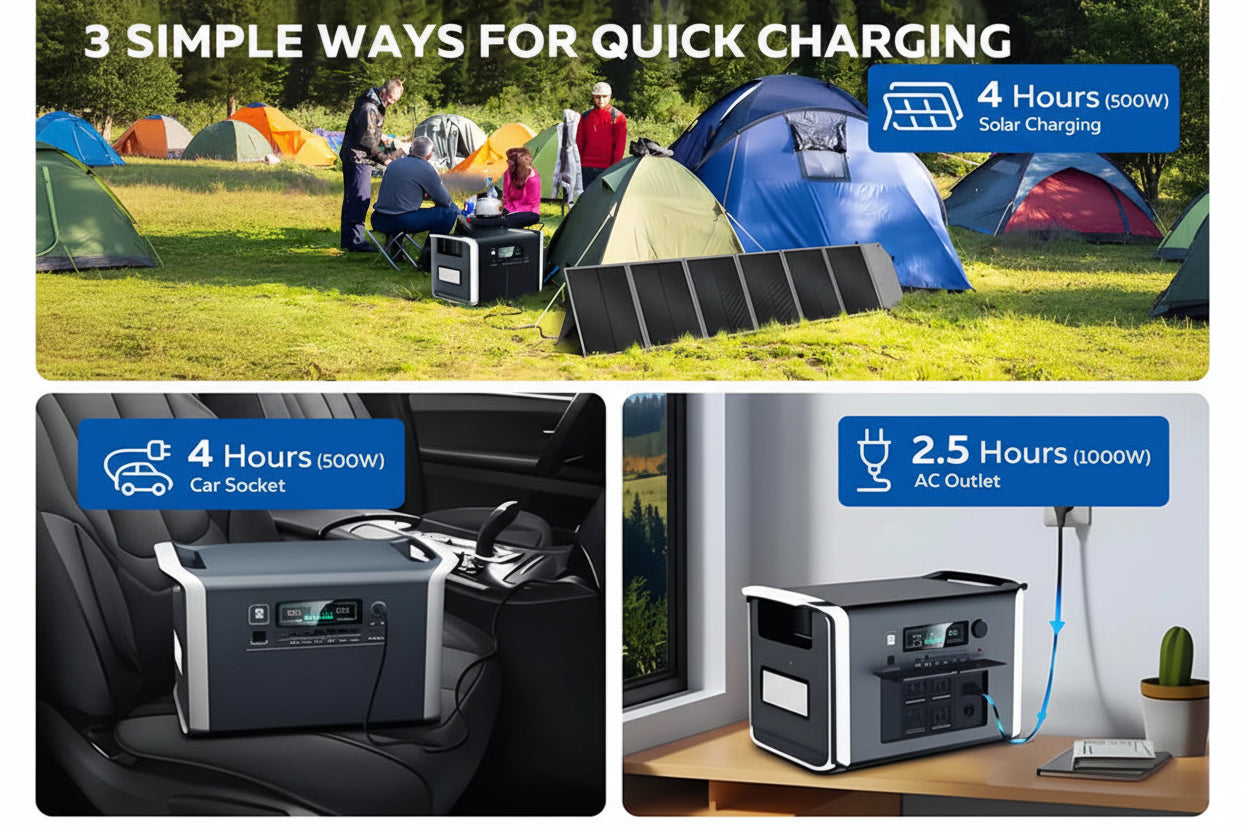 Generador Portátil 2400W LiFePO4 2048Wh - Power Station con LED para Camping y Eventos