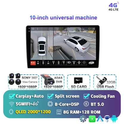 Radio Android 15 para Auto 9”/10” Universal, Tecnología QLED Double Din con CarPlay y Android Auto | GPS Integrado | 8GB RAM + hasta 256GB ROM | DSP | WiFi 4G | Pantalla Táctil alta sensibilidad.