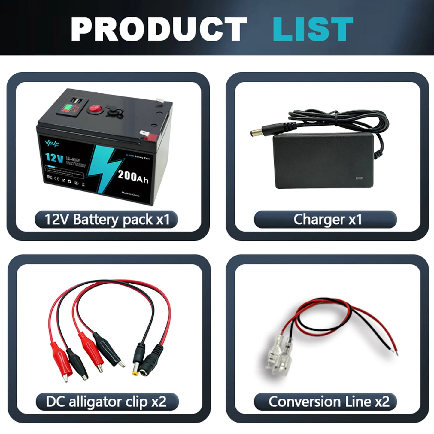 Batería de Litio 12V 200Ah Recargable con BMS - Para Sistemas Solares, RV, Marino