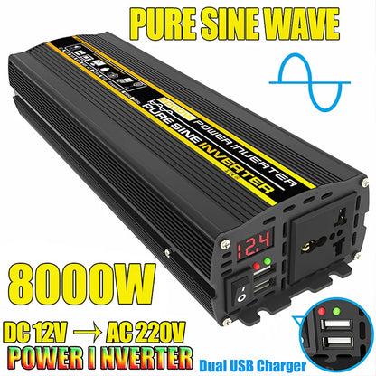 Inversor de Corriente Onda Sinusoidal Pura 12V a 220V - 3000W a 8000W Pico