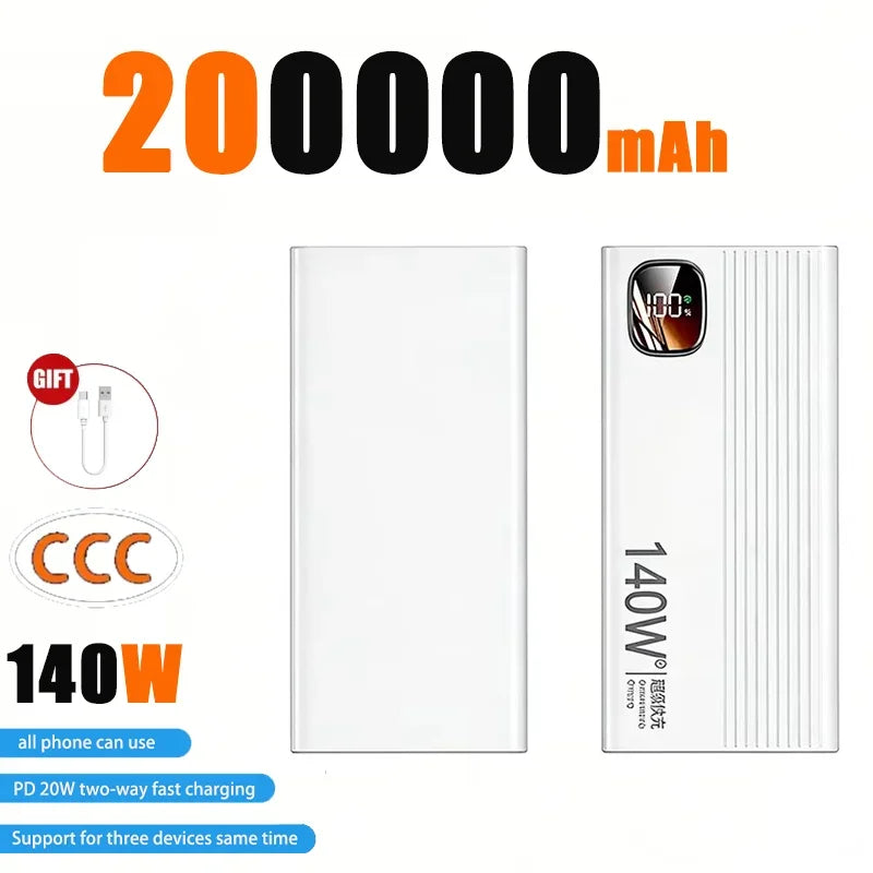 Powerbank 140W Carga Súper Rápida - Batería Portátil Alta Capacidad