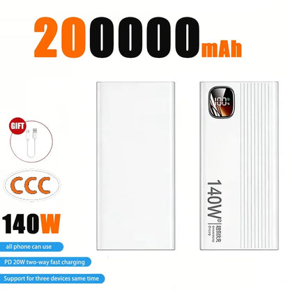 Powerbank 140W Carga Súper Rápida - Batería Portátil Alta Capacidad