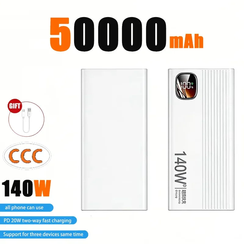 Powerbank 140W Carga Súper Rápida - Batería Portátil Alta Capacidad