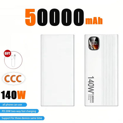 Powerbank 140W Carga Súper Rápida - Batería Portátil Alta Capacidad