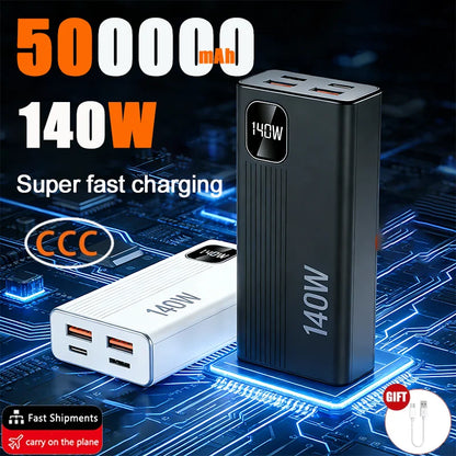 Powerbank 140W Carga Súper Rápida - Batería Portátil Alta Capacidad