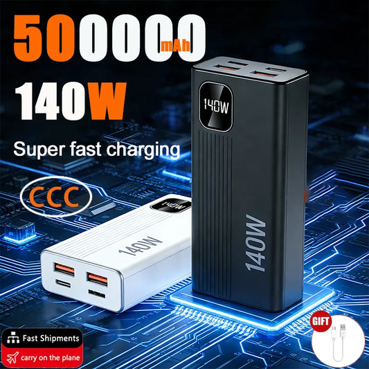 Powerbank 140W Carga Súper Rápida - Batería Portátil Alta Capacidad