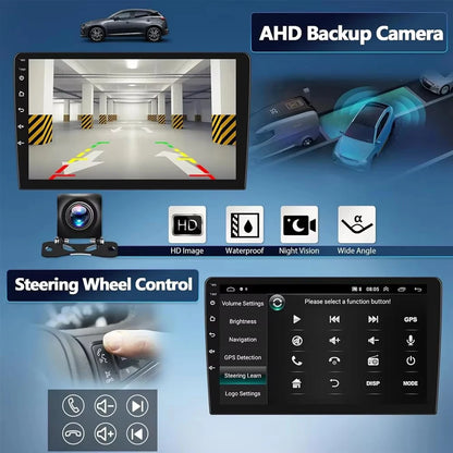 Radio Android 15 para Auto 9”/10” Universal, Tecnología QLED Double Din con CarPlay y Android Auto | GPS Integrado | 8GB RAM + hasta 256GB ROM | DSP | WiFi 4G | Pantalla Táctil alta sensibilidad.