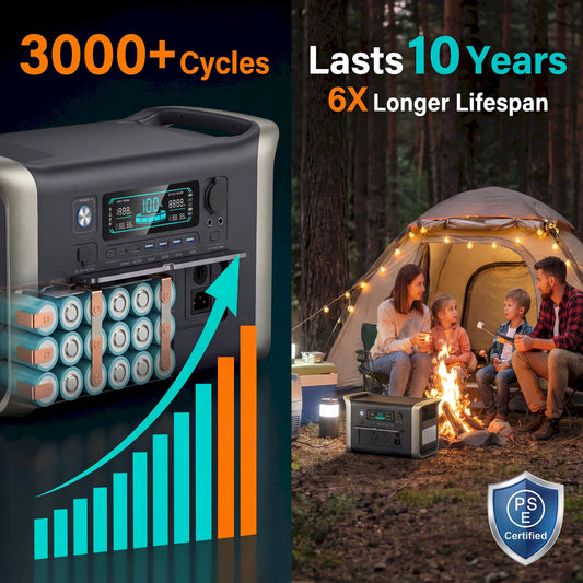 Estación de Energía Portátil 2000W LiFePO4 1024Wh - Generador Solar UPS