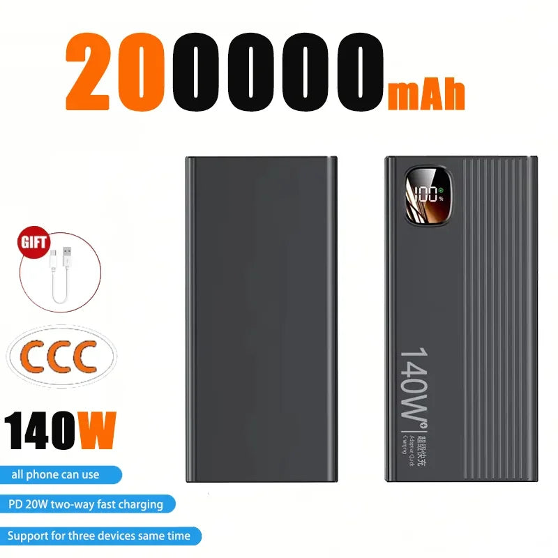 Powerbank 140W Carga Súper Rápida - Batería Portátil Alta Capacidad