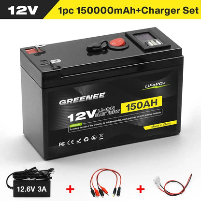 Batería de Litio 12V 150Ah Ciclo Profundo con BMS - Para Solar, RV, Marino