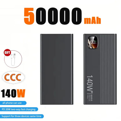 Powerbank 140W Carga Súper Rápida - Batería Portátil Alta Capacidad