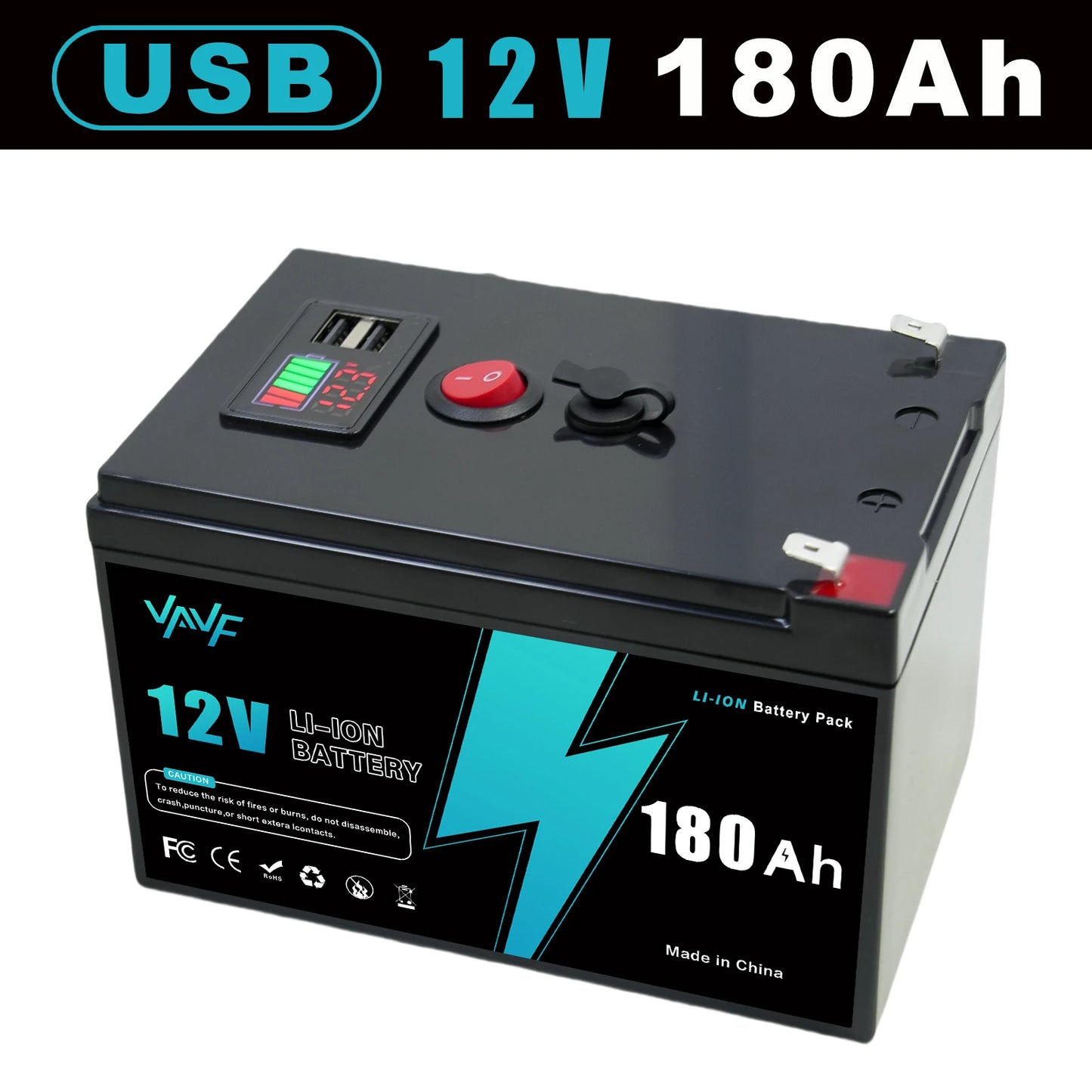 Batería de Litio 12V 200Ah Recargable con BMS - Para Sistemas Solares, RV, Marino