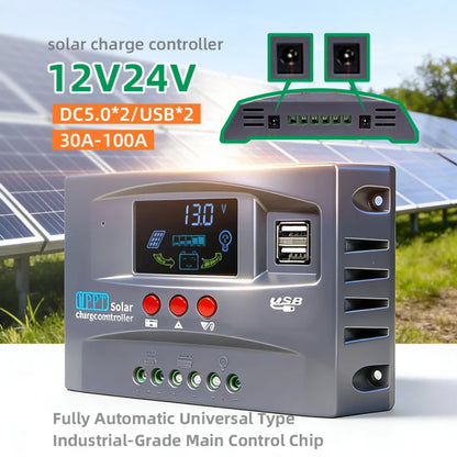 Controlador de Carga Solar MPPT con LCD - 12V/24V Automático Multi-Batería