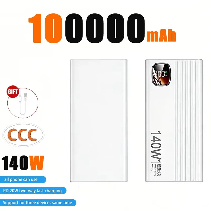 Powerbank 140W Carga Súper Rápida - Batería Portátil Alta Capacidad