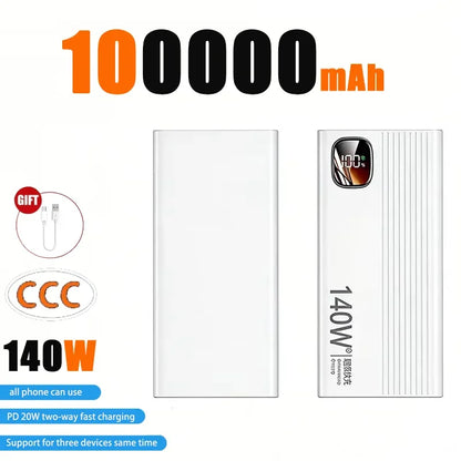 Powerbank 140W Carga Súper Rápida - Batería Portátil Alta Capacidad