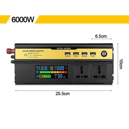 Inversor de Corriente Onda Sinusoidal Modificada - 12V/24V a 220V con Display LCD