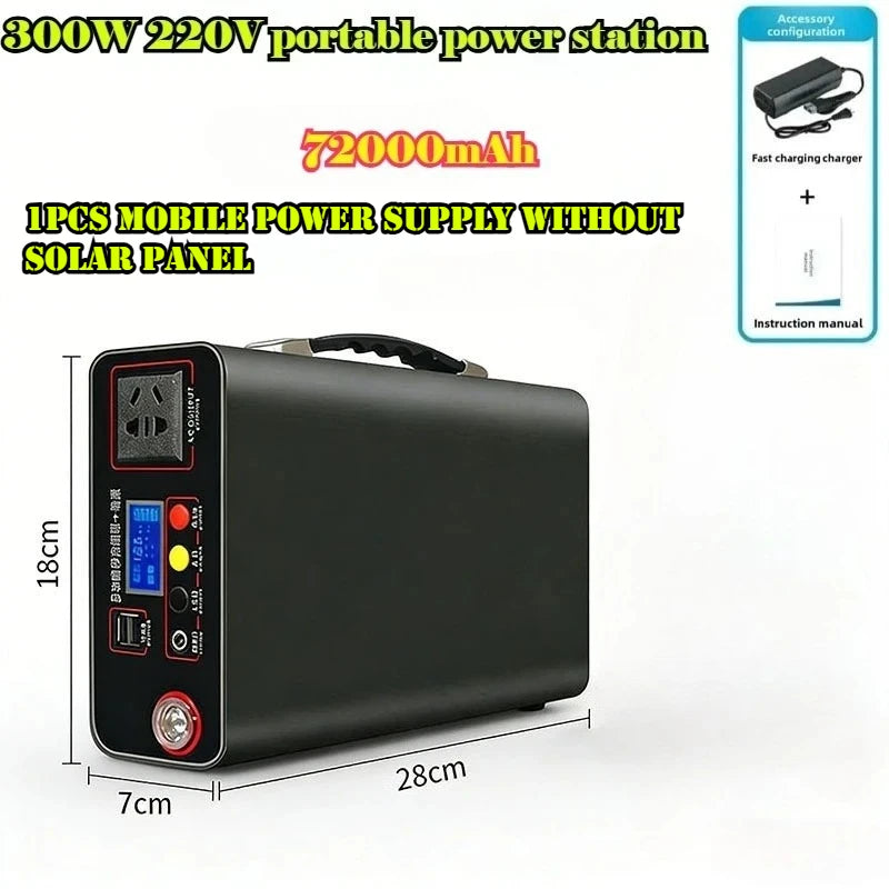 Estación de Energía Portátil 300W 333Wh LiFePO4 - Generador Solar Camping